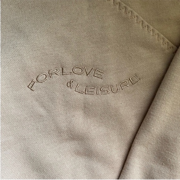 For Love and Lemons Alex Oversized crewneck Pullover Sweatshirt Tan Embroidered - Picture 5 of 6